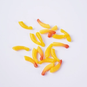 Miniature fake tempura shrimp tails for DIY crafts, yellow resin food models set