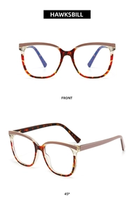Front and 45-degree angle view of hawksbill cat-eye blue light blocking glasses