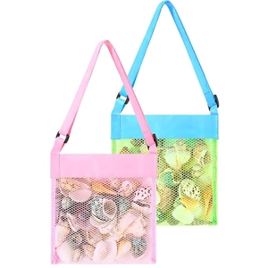 Children Beach Toy Storage Mesh Bag Nylon Breathable Adjustable Shoulder Strap For Shell Collecting Sand Play Travel
