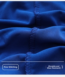 Macro detail of high-quality overlock stitching on dark blue polyester chair cover