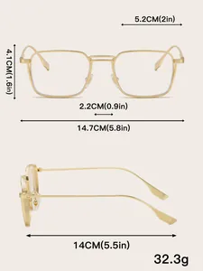 Detailed size chart for eyewear including lens width 5.2CM and frame total width 14.7CM