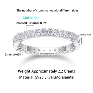 Detail showing S925 sterling silver moissanite ring dimensions and internal hallmark