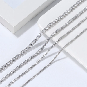 Chaînes tennis classiques en argent sterling S925 4mm avec zircons ronds