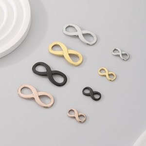 Infinity symbol pendants in gold silver and rose gold finishes for DIY jewelry making