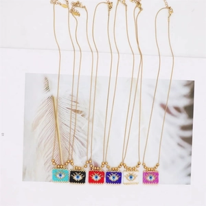 Bohemian adjustable golden necklaces with colorful beaded evil eye pendants set