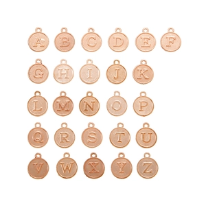 Set of 26 rose gold alphabet charms for DIY jewelry making with letters A to Z