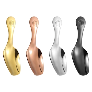 Set of 4 stainless steel crown spoons in gold rose gold silver and black finishes