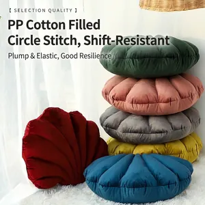Dutch velvet seashell and pleated round throw pillows with premium PP cotton filling