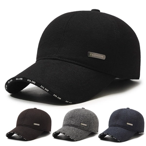 Men Winter Baseball Cap Woolen Fleece Lined Ear Protection Outdoor Windproof Adjustable Warm Hat Fashion Sporty