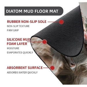 Close-up of highland cow diatom mud bath mat showing non-slip rubber backing layers