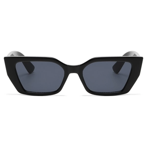 Fashionable black thick frame square sunglasses with dark grey lenses for men and women