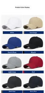 Détail des casquettes de baseball en 8 couleurs avec bords réfléchissants sur la visière