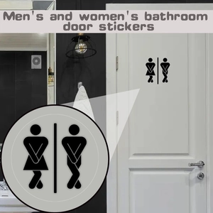 Bathroom Restroom Door Sticker Men And Women Humorous Sign PVC Waterproof Wall Decor For Public Toilet