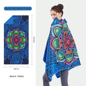 Navy blue mandala microfiber beach towel 80x160cm quick-dry and lightweight for travel