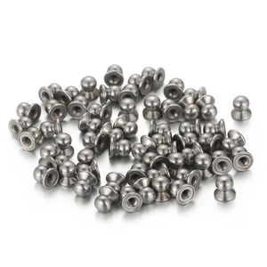 Stack of polished stainless steel ball head rivet hardware accessories for assembly