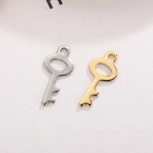 Minimalist stainless steel key pendants in gold and silver finish for DIY jewelry crafts