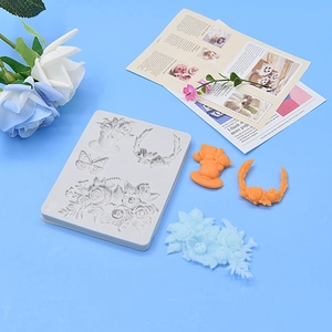 Silikonform für Fondant mit Blumen und Schmetterlingen für Kuchendekorationen