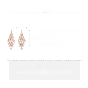 Detail view of crystal rhombus tassel earrings with size 8.2cm x 3.4cm and weight 26.7g