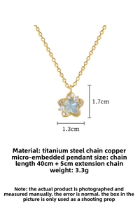 Macro detail of star pendant with iridescent center and white zircon settings on gold chain