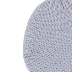 Close-up of light purple knitted hat showing high-quality fine texture and stitching