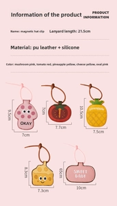 Detailed size chart for magnetic hat clips made of PU leather and silicone material