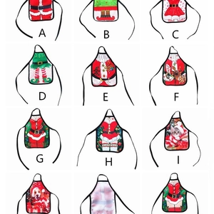 Mini Christmas apron wine bottle covers in various festive holiday character designs