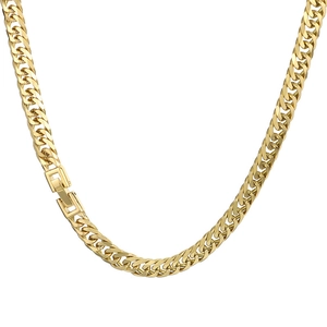 U-shaped gold Cuban link necklace with folding clasp on minimalist white background