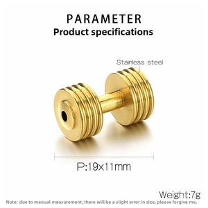 Macro view showing brushed gold dumbbell charm made of high-grade stainless steel