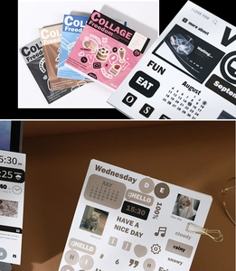 Detailed spread of a 20-piece retro sticker book for DIY journaling and collage art