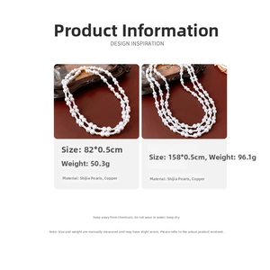Detailed size and weight parameters for vintage glass pearl layered necklace sets