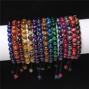Adjustable tiger eye stone beaded bracelets in multiple colors for energy and yoga