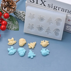 Christmas silicone mold with bell deer tree and santa hat shapes for DIY baking