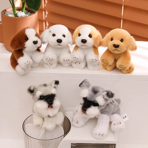 Realistic Dog Plush Toy Keychain Mini Puppy Doll Pendant Soft Stuffed Animal Bag Ornament For Kids Adults Gift
