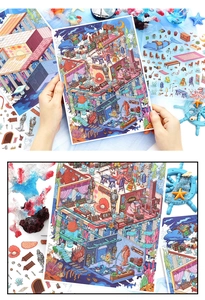 Détail d'autocollants et cartes illustrés sur le thème de l'océan pour décoration