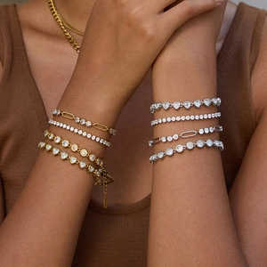 Tennis Bracelet Heart Zircon Stainless Steel Waterproof Hypoallergenic Luxury Fashion Jewelry Women