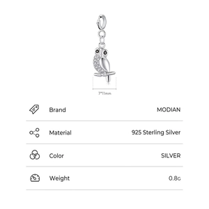 Exquisite 925 sterling silver owl pendant with micro-inlaid zircon and black eyes detail