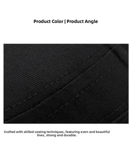 Detail of black cotton fabric showing twill weave and durable double-stitched sewing lines