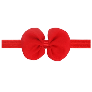 Red chiffon bow headband for baby girls with comfortable elastic fabric band