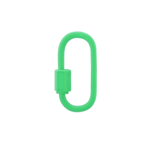 Detail of neon green oval screw lock carabiner for DIY jewelry and necklaces