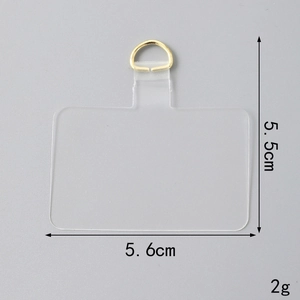 Universal clear TPU phone lanyard patch with golden metal ring 5.6cm wide for cases