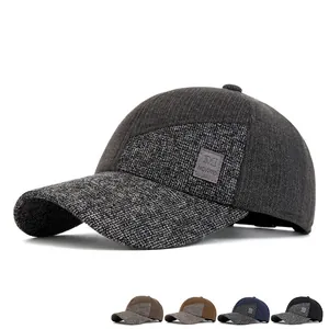 Men's winter baseball cap with ear protection and stylish color stitching design