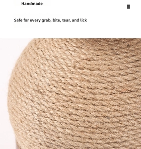 Close-up detail of durable natural sisal rope texture on handmade cat scratching ball