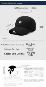 Guide des tailles montrant le tour de tête 56-60cm pour casquette d'hiver pour homme