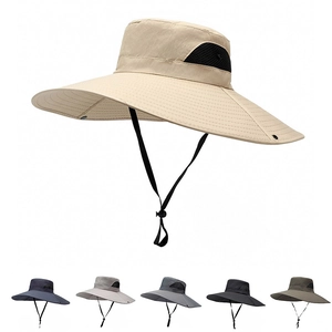 Wide Brim Sun Hat Quick Dry Breathable Mesh Fisherman Hat With Adjustable Windproof Rope Outdoor Fishing Hiking