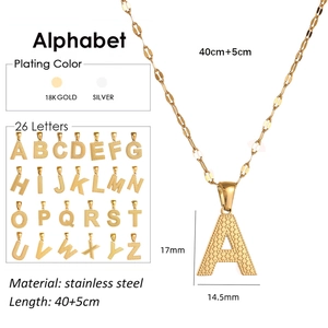 Stainless Steel Alphabet Initial Pendant Necklace Gold Plated Alphabet Letters Fashion Unisex Jewelry Accessories Gift