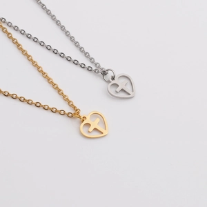 Heart Cross Pendant Necklace Stainless Steel Hollow O-Chain Religious Jewelry Valentine's Gift For Women