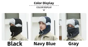 Winter trapper hat for men with neck protection and fleece lining in three colors