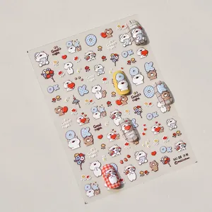 Detail of 3D embossed nail stickers featuring cute cartoon bears and letters MC-18