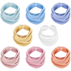 Muslin Baby Bib Multi Layer Cotton Crepe Gauze Soft Absorbent Saliva Towel Snap Buttons For Infants Toddlers Solid Color