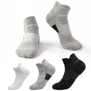 Athletic mid-calf crew socks with thick towel bottom for basketball and running in 3 colors
